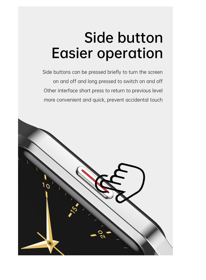 AROAQ H60 Smart Watch Bluetooth Calling Body Temperature Heart Rate Smartwatch IP67 Waterproof Sports Fitness Tracker Watches For Men And Women With Golden Steel Strap - Image 4