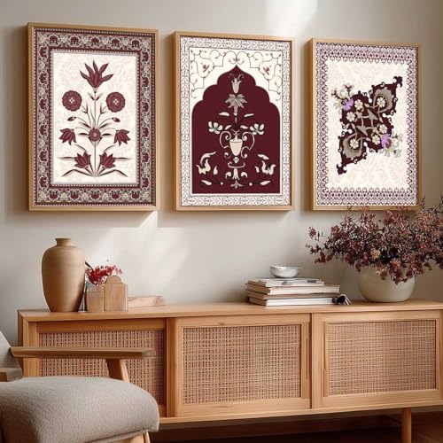 kotart Traditional Wall Painting With Frame | Madhubani Paintings For Living Room Bed Room Hotel Wall Decor Pichwai Art Digital Reprint engineered wood Set of 3 (13X17 inch) - Image 1