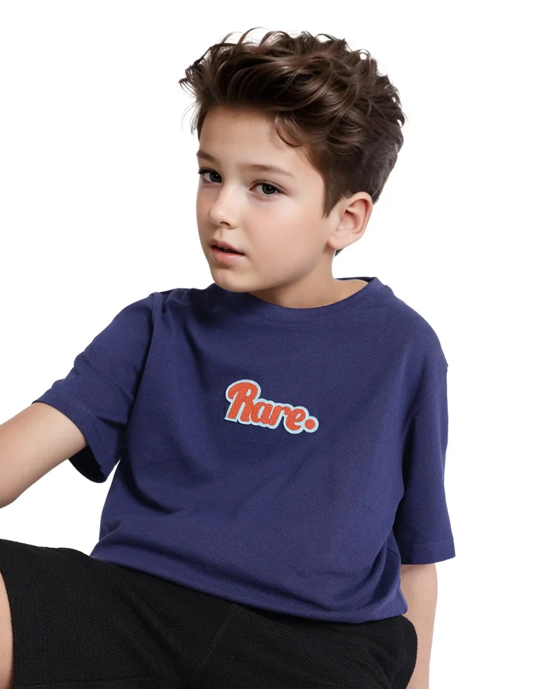 Rare Ones Rare Ones Kids Ride Navy Cotton Half Sleeves Crew Neck Embroidered T-Shirt