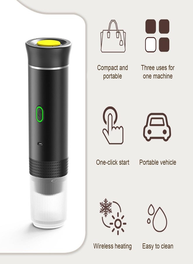 Irishom Portable Coffee Machine, 3 in 1 Cordless Electric Coffee Maker, Work with Capsule and Ground Coffee, Cold Brew and Heating Coffee Maker with 150ml Cup - Image 2