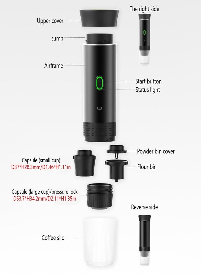 Irishom Portable Coffee Machine, 3 in 1 Cordless Electric Coffee Maker, Work with Capsule and Ground Coffee, Cold Brew and Heating Coffee Maker with 150ml Cup - Image 3