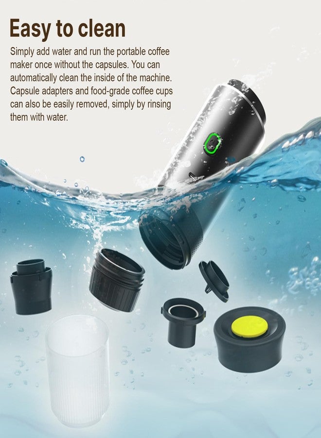 Irishom Portable Coffee Machine, 3 in 1 Cordless Electric Coffee Maker, Work with Capsule and Ground Coffee, Cold Brew and Heating Coffee Maker with 150ml Cup - Image 4