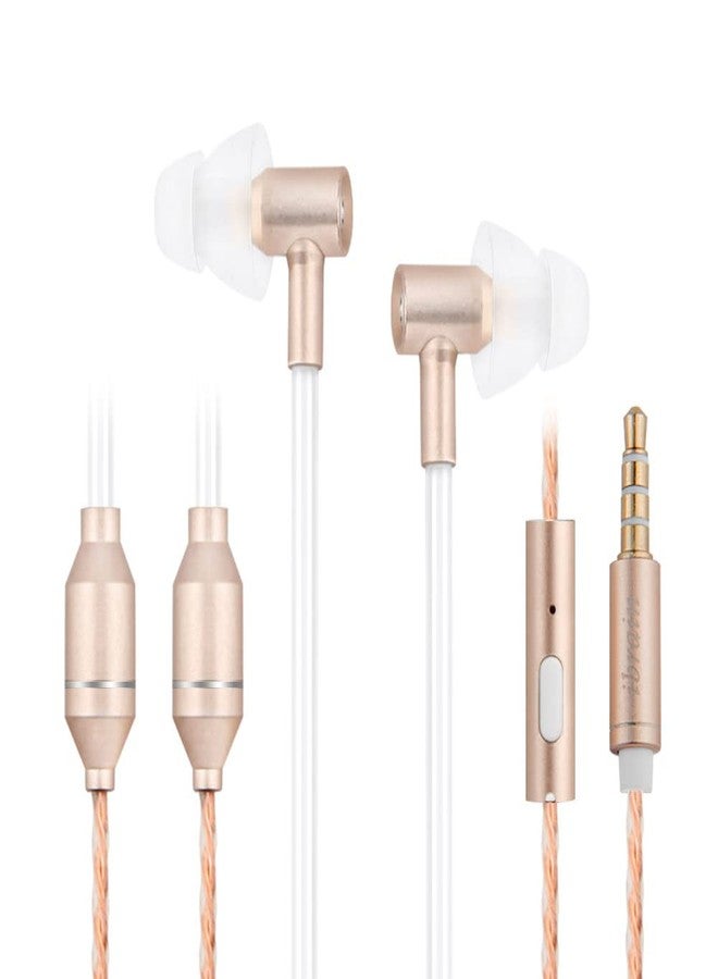 ibrain Air Tube Headphones EMF Free Airtube Earbuds Wired Air Tube Headset with Microphone in Ear Earphones Noise Cancelling for Safe Listening - Gold - Image 1