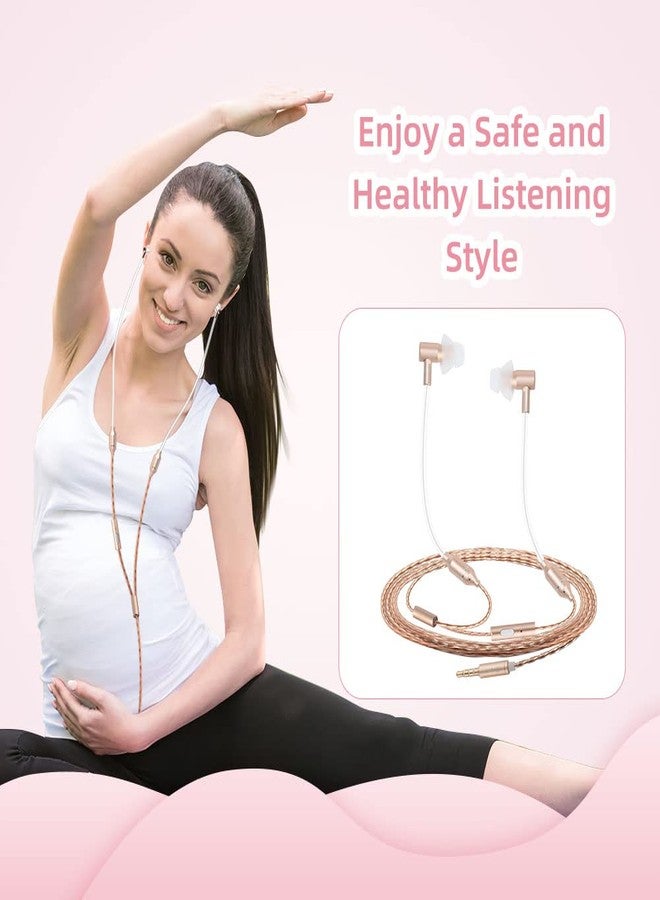 ibrain Air Tube Headphones EMF Free Airtube Earbuds Wired Air Tube Headset with Microphone in Ear Earphones Noise Cancelling for Safe Listening - Gold - Image 2