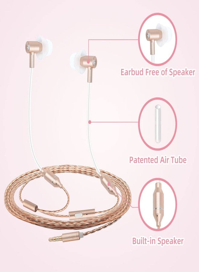 ibrain Air Tube Headphones EMF Free Airtube Earbuds Wired Air Tube Headset with Microphone in Ear Earphones Noise Cancelling for Safe Listening - Gold - Image 5