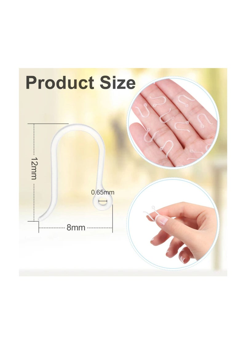 Excefore - Plastic Earring Hook Clear, 200Pcs 0.65mm Safety and Non-Allergenic Ear Wires Findings Components, for Women Girls DIY Jewelry Making - Image 1