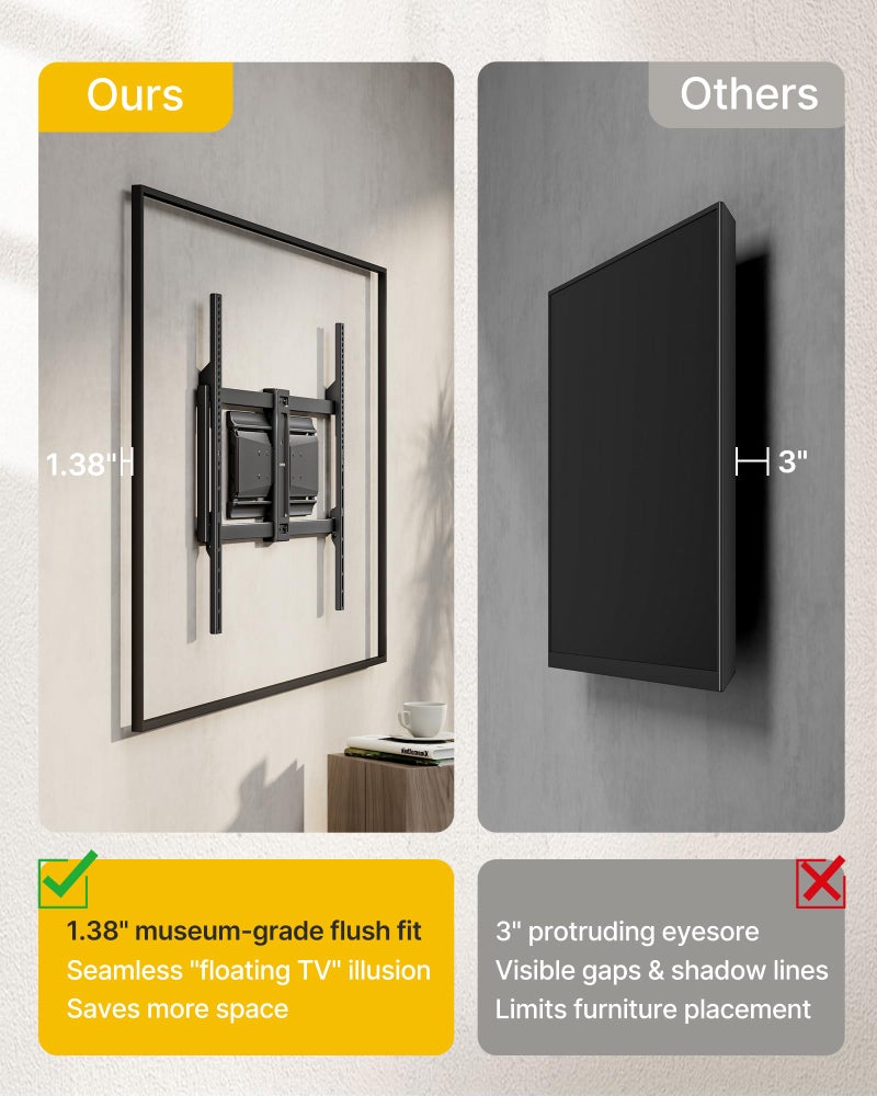 monTEK Heavy Duty Ultra Slim TV Wall Mount for 50-100 Inch TVs Up to 185lbs, Swivel & Tilt & Extension Wall Mount TV Bracket with Articulating Dual Arms, Low Profile Full Motion tv Mount - Image 2