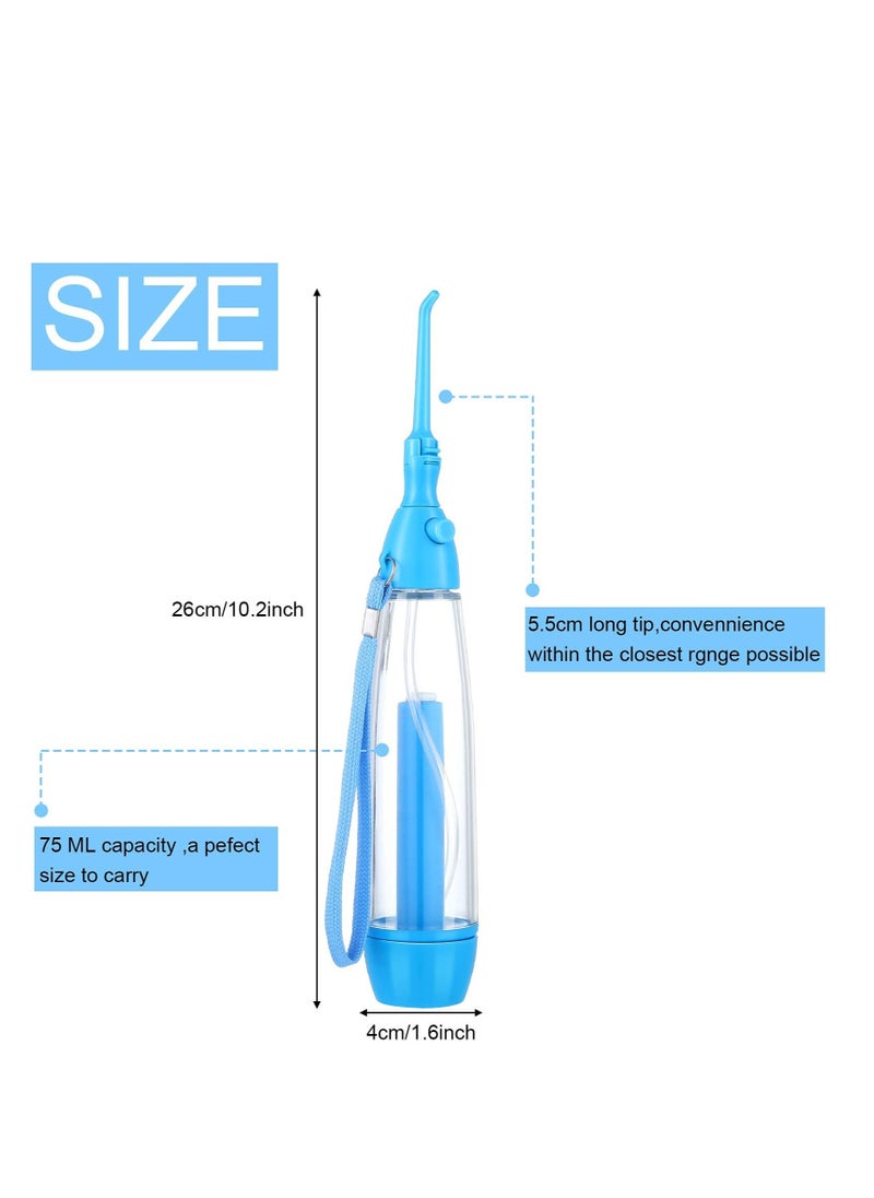 Excefore Water Dental Flosser, Pick Non Electric Portable Affordable Oral Irrigator, Cordless Manual Air Pressure, for Teeth Oral Irrigator Water Teeth Cleaner, Simple Operation for Home and Travel (Blue)  - Image 2