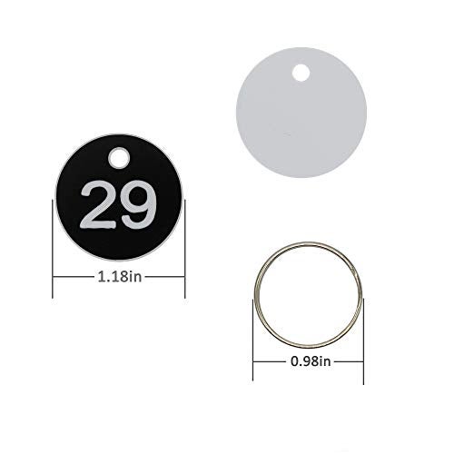 StayMax Plastic ID Number Tags Key Tags with Key Rings (1-100, Black) - Image 2