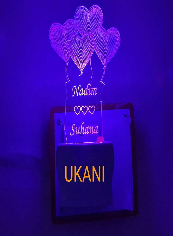 UKANI Customize Name in Balloon Latest Acrylic Colour Changing 3D Illusion LED Night Lamp 4 inch Size - Image 1