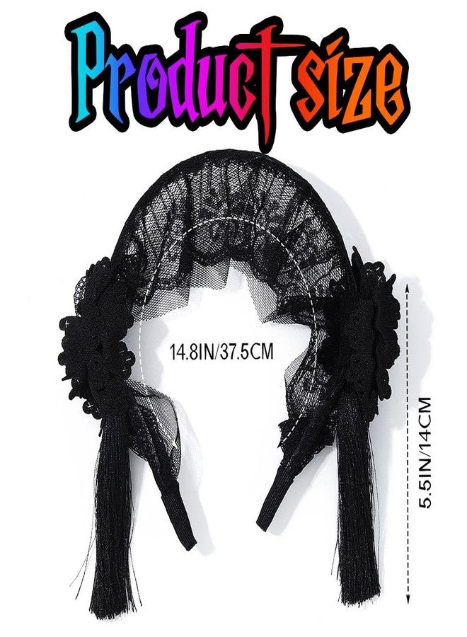 GORTIN Gothic Lolita Headband Black Halloween Headpieces Rose Flower Hair Bands Masquerade Cosplay Makeup Ball Hair Accessory for Women - Image 4
