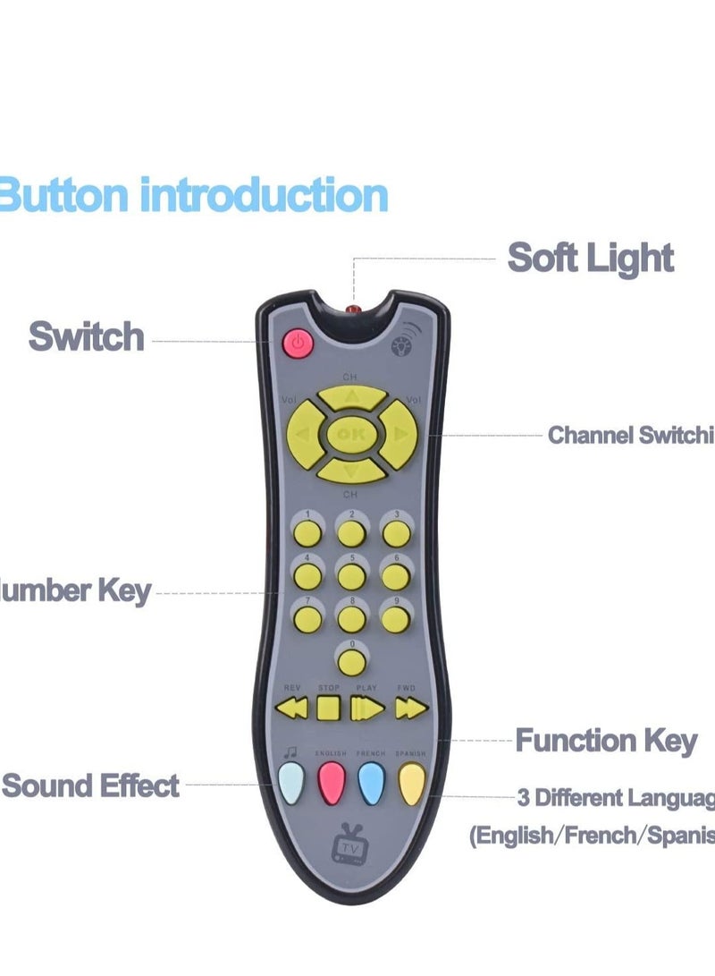 Musical TV Remote Control Toy with Light and Sounds, Language Development Toy from Number 0-9 in English, French, Spainsh - Image 5