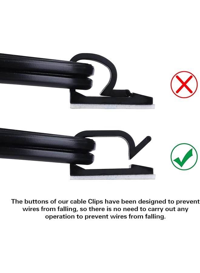 erorex 3 4” Adhesive Cable Wire Clips Black 60Pcs Cable Staples Outdoor Cable Management Wire Organizer Cord Holder For Under Desk Car Wall Tv Pc Ethernet Cable - Image 4