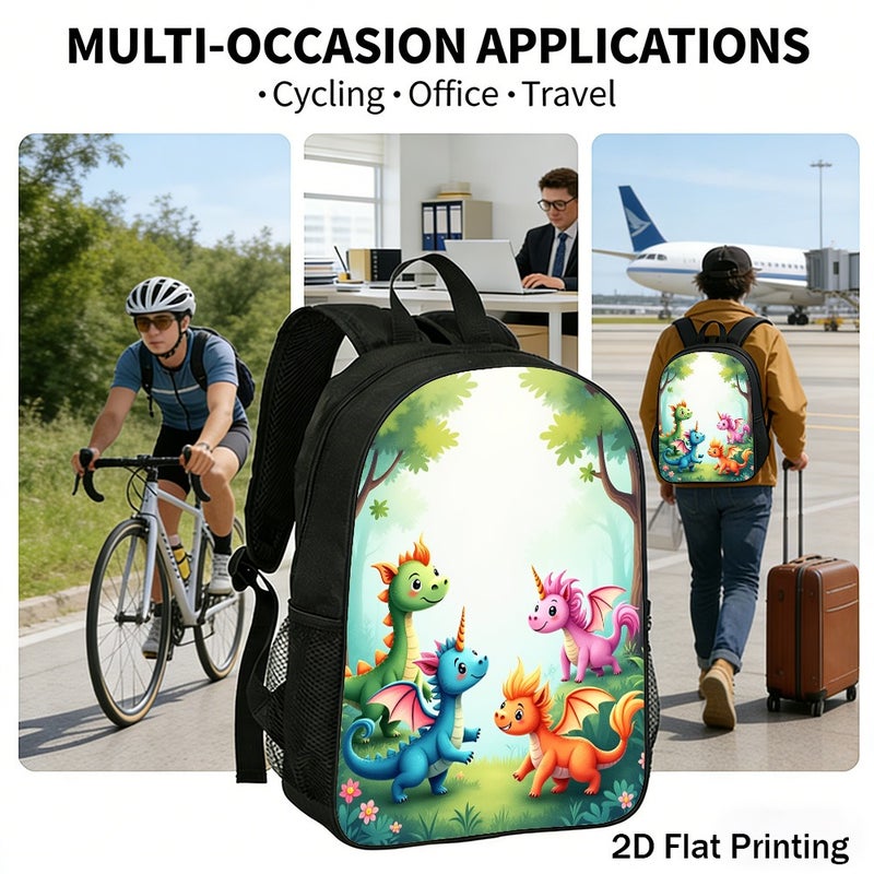 Daily cute mythical dragon unicorns Backpack Durable Water Resistant 2D Flat Print for commute outing picnic for Unisex - Image 5