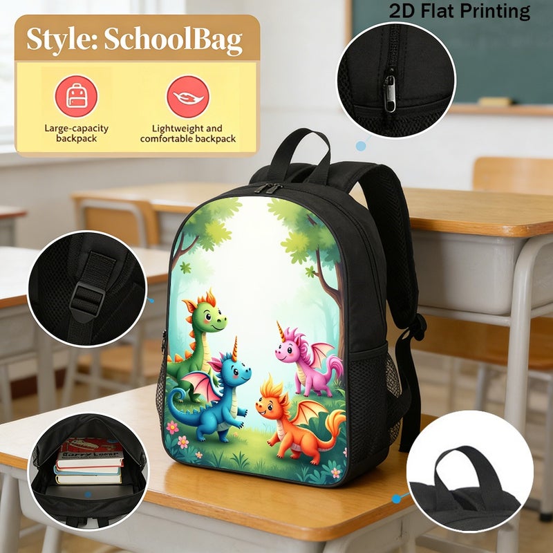 Daily cute mythical dragon unicorns Backpack Durable Water Resistant 2D Flat Print for commute outing picnic for Unisex - Image 2