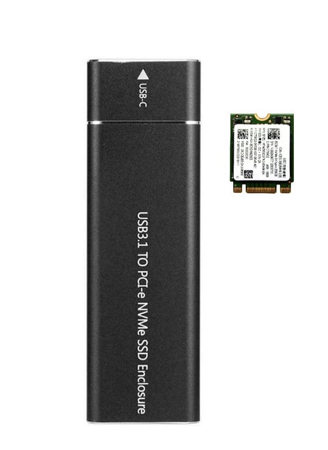 حافظة هارد SSD M.2 بذاكرة مستديمة، منفذ ملحقات اضافية سريع M.2 الى محول USB C مع حافظة سوداء، USB 3.1 جيل ثاني (10 جيجابت في الثانية)، حافظة وسيط تخزين ذو حالة ثابتة بمنفذ ملحقات PCIE مع محرك أقراص NVMe 256 جيجا بايت