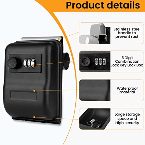 Casmer Car Window Lock Box, Key Locks Box Car, Three Digit Locks Boxs Window, Car Windows Lock Box for turo, 3-Digit Combination Lockbox fit GetAround, Ride Share,Large Capacity, Protective Cover - Image 3