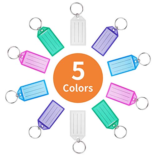 Cuttte 20 Pack Plastic Key Tags with Container, Key Labels with Ring and Label Window, 5 Colors - Image 2