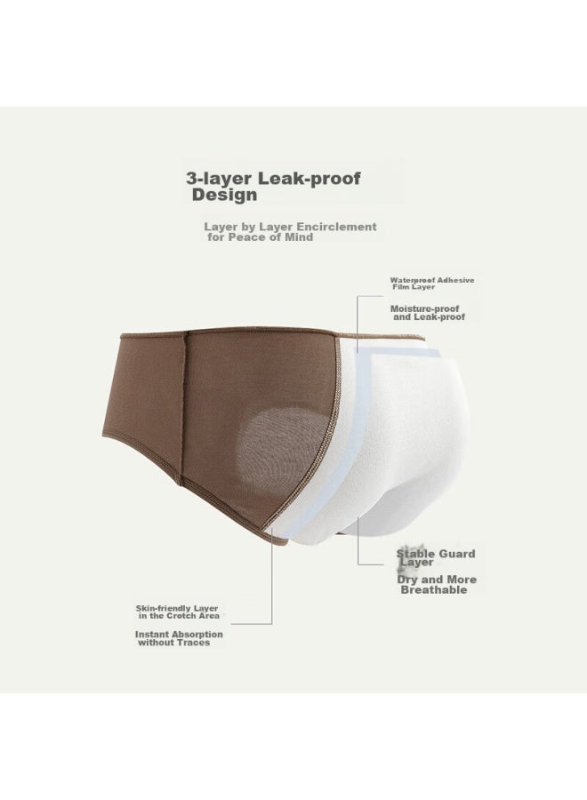 Youngyell Women's Underwear, Menstrual Leak-proof High-waist Plus Size Pure Cotton 10a Antibacterial Crotch Menstrual Pads, 3 Pieces - Image 3