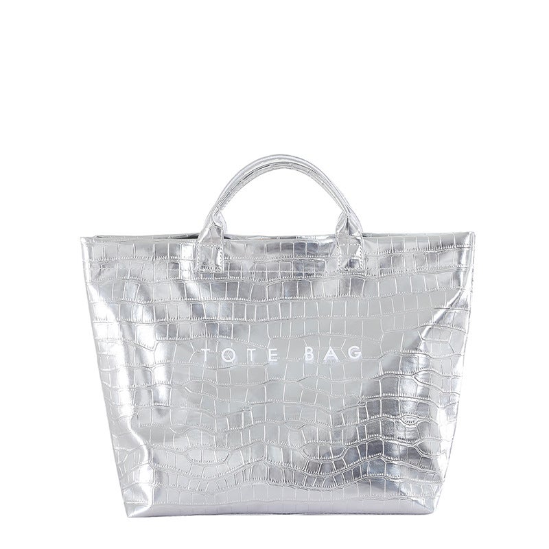 Large-Capacity Simple Trendy Tote Bag For Women 2025 Spring New Fashion Versatile Casual Letter Handbag Trend