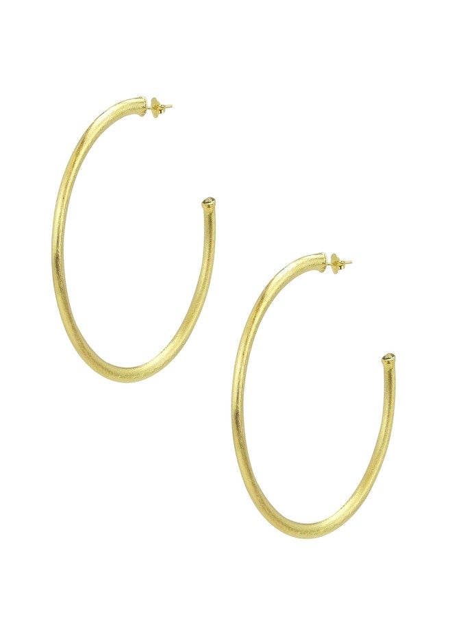 Sheila Fajl Everybody's Favorite Large 2.5 Inch Tubular Lightweight Statement Hoop Earrings in Brush Gold Plated - Image 1