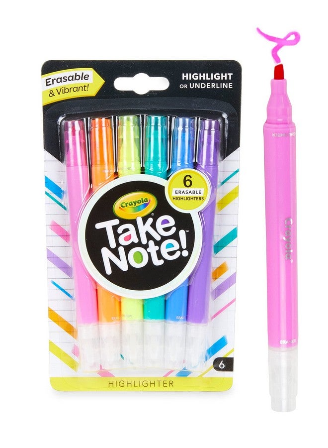 كرايولا أقلام تحديد قابلة للمسح من Take Note، لوازم مدرسية رائعة، أقلام تحديد بطرف مشطوف، عدد 6 - Image 2