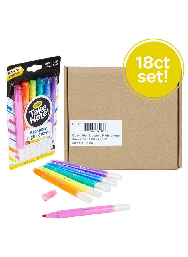 كرايولا أقلام تحديد قابلة للمسح من Take Note، لوازم مدرسية رائعة، أقلام تحديد بطرف مشطوف، عدد 6 - Image 3