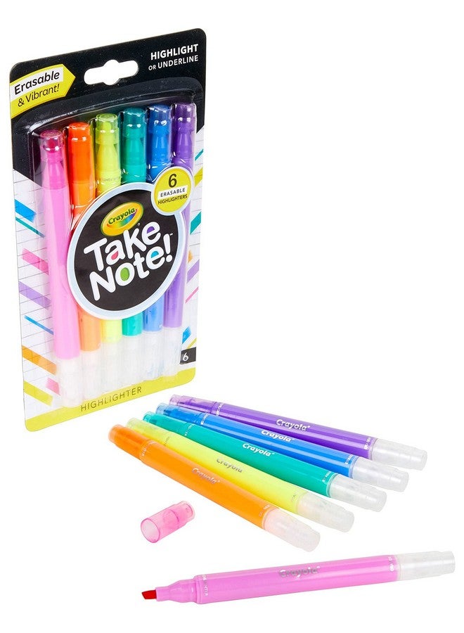 كرايولا أقلام تحديد قابلة للمسح من Take Note، لوازم مدرسية رائعة، أقلام تحديد بطرف مشطوف، عدد 6 - Image 4