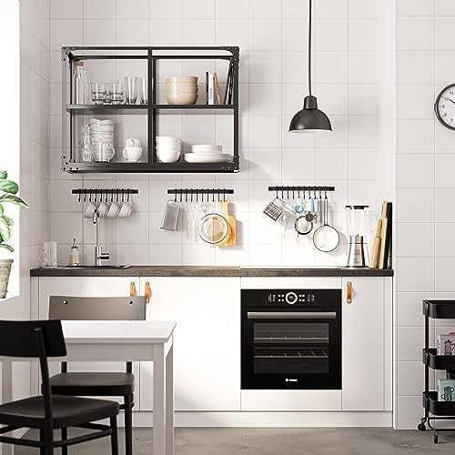 Wallniture Gourmet Kitchen Rail with 10 Hooks, Wall Mounted Wrought Iron Hanging Utensil Holder Rack with Black 17 Inch - Image 2