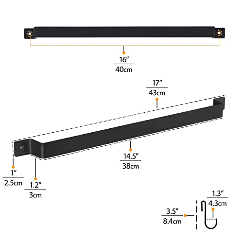 Wallniture Gourmet Kitchen Rail with 10 Hooks, Wall Mounted Wrought Iron Hanging Utensil Holder Rack with Black 17 Inch - Image 5