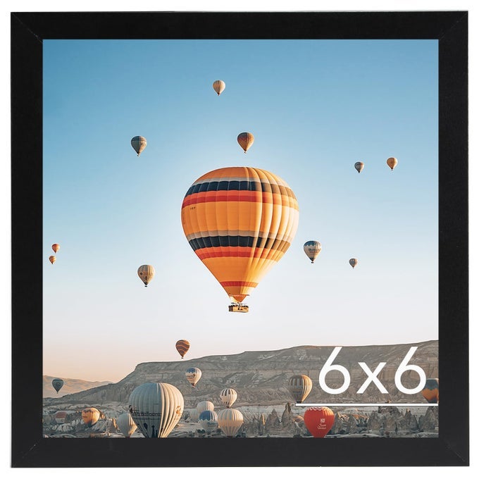 6X6 PICTURE FRAME BLACK FOR WALL HANGING OR TABLETOP WALL MOUNTING HORIZONTALLY OR VERTICALLY 6 X 6 SQUARE WALL GALLERY POSTER PHOTO FRAME WITH SHATTER RESISTANT PLEXIGLASS BLACK