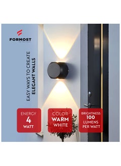 FORMOST FORMOST Two Way LED Wall Light for Decoration | Exterior Oval Shape Fixture Lamp Up and Down Light for Balcony | Warm White (4W, Pack of 1)  - Image 2
