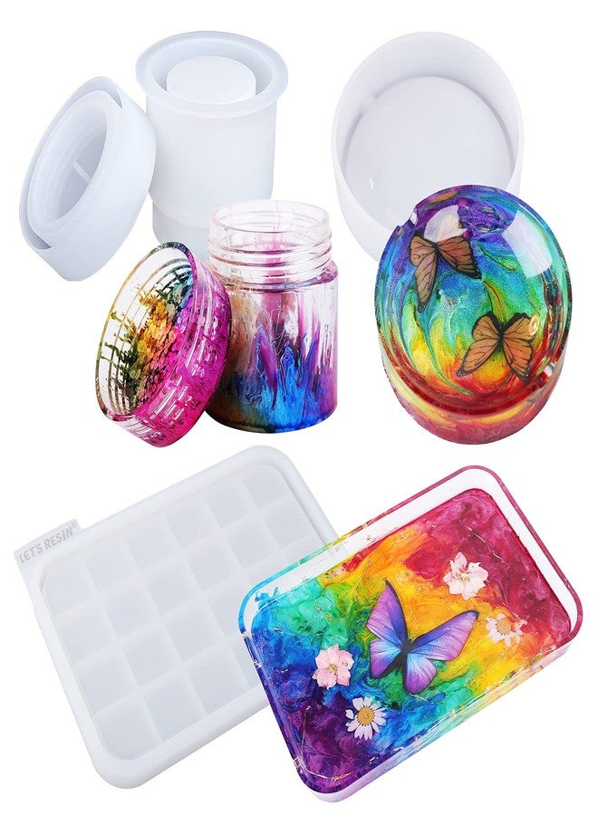 LET'S RESIN Resin Mold Silicone Kit with Resin Rolling Tray Mold, Ashtray Resin Mold, Resin Jar Mold with Lid, Silicone Resin Molds for Casting Resin ,Epoxy Resin,DIY Storage Container - Image 1