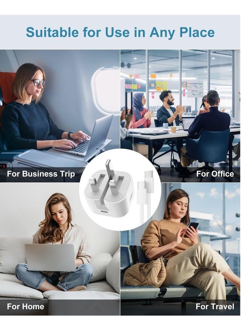 JAJEEK "2024 MFi Certified 20W Fast Charger for iPhone 15 – 2-Pack USB-C Power Adapter with 2M Extra-Long Cable for iPhone 15/15 Pro/15 Pro Max, iPad Pro/Air/Mini" - Image 5