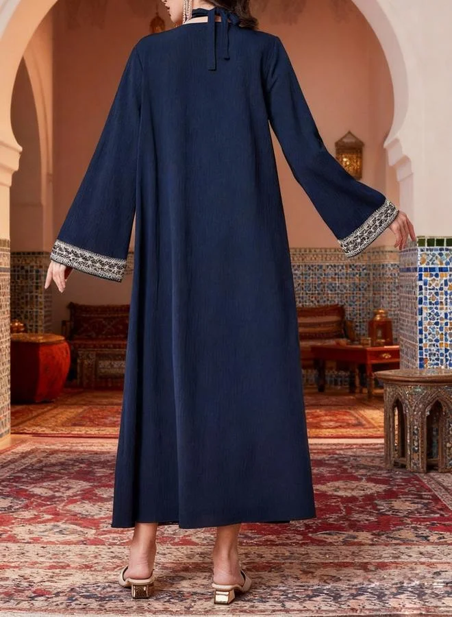 Take Two Navy Blue Navy Blue Embroidered Abaya with Dress Modest Set for Women | Best Price UAE