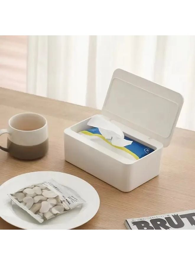 White Modern Wet Wipe Dispenser With Lid Dustproof Plastic Tissue Box Holder - Image 2