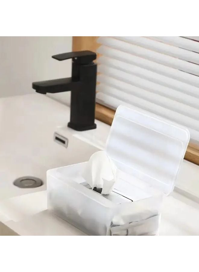 White Modern Wet Wipe Dispenser With Lid Dustproof Plastic Tissue Box Holder - Image 3