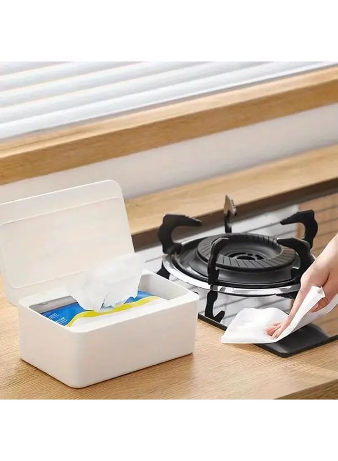 White Modern Wet Wipe Dispenser With Lid Dustproof Plastic Tissue Box Holder - Image 4