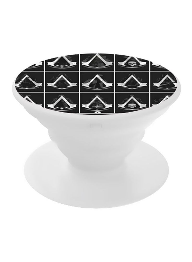 RKN Printed Pop Up Finger Grip Phone Holder White/Black - Image 1