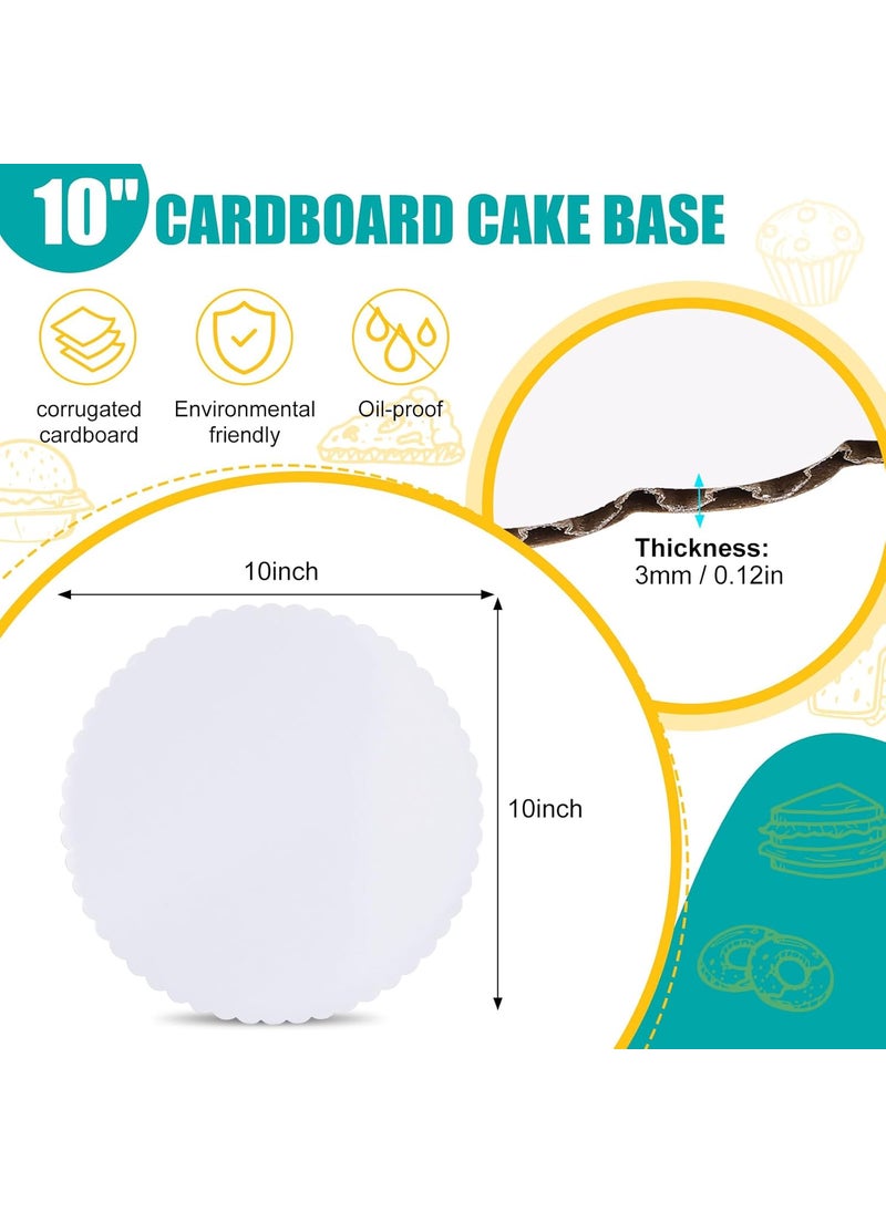 Nuenen Nuenen 50 Packs 10 Inch White Round Cake Boards Disposable Scalloped Edge Cake Base Rounds Sturdy Circles Plate Stands for Wedding Birthday Decorating  - Image 3