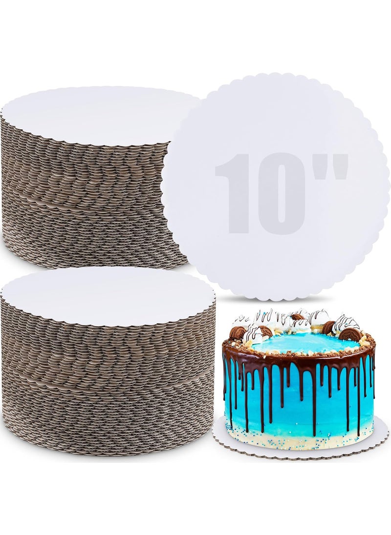 Nuenen Nuenen 50 Packs 10 Inch White Round Cake Boards Disposable Scalloped Edge Cake Base Rounds Sturdy Circles Plate Stands for Wedding Birthday Decorating  - Image 1