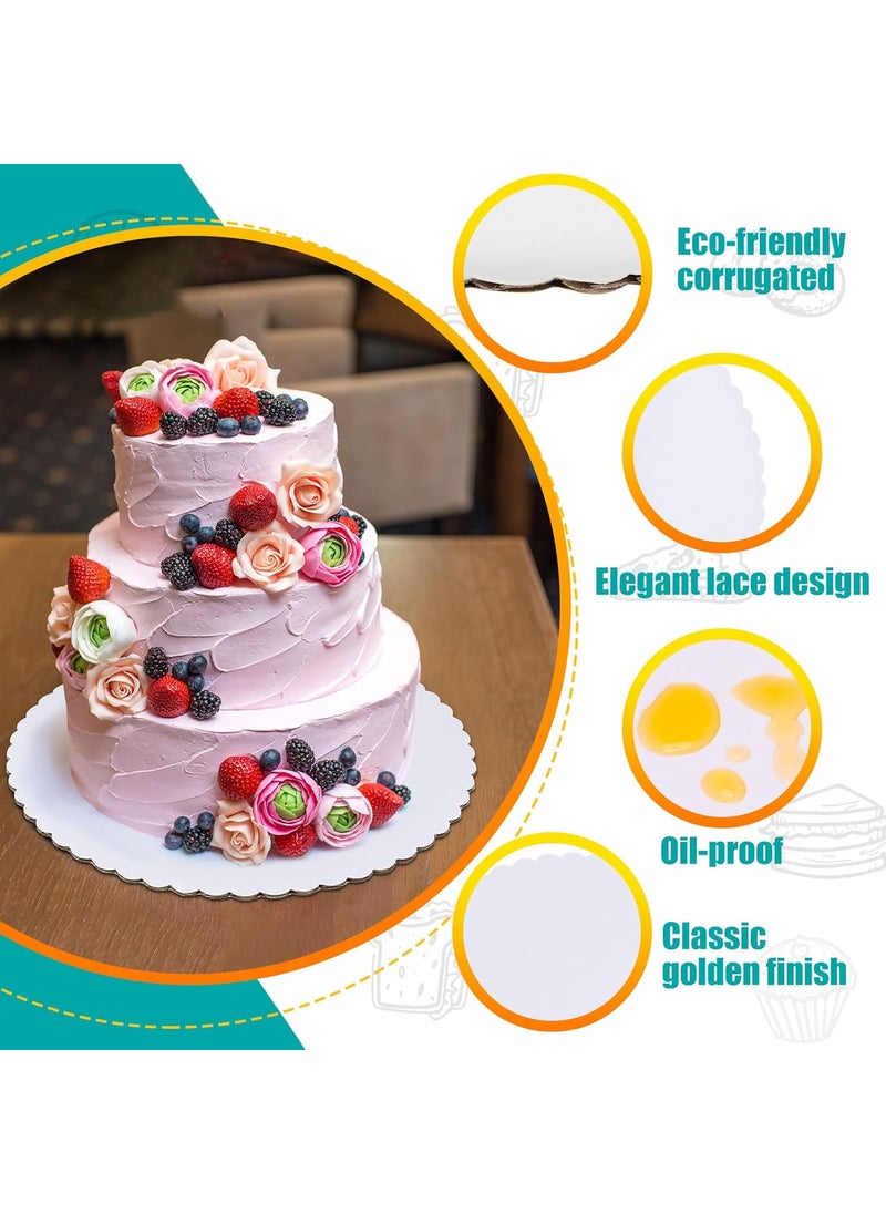 Nuenen Nuenen 50 Packs 10 Inch White Round Cake Boards Disposable Scalloped Edge Cake Base Rounds Sturdy Circles Plate Stands for Wedding Birthday Decorating  - Image 5