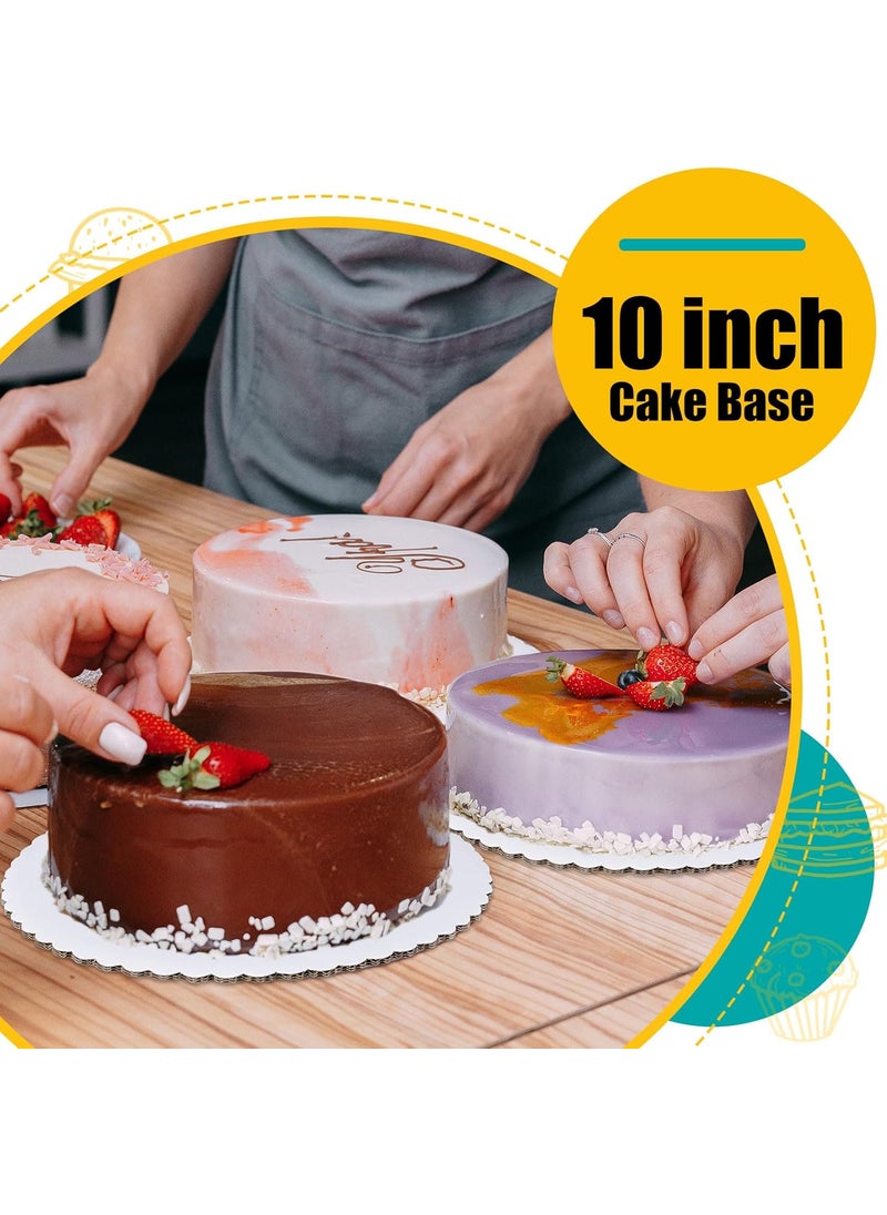 Nuenen Nuenen 50 Packs 10 Inch White Round Cake Boards Disposable Scalloped Edge Cake Base Rounds Sturdy Circles Plate Stands for Wedding Birthday Decorating  - Image 4