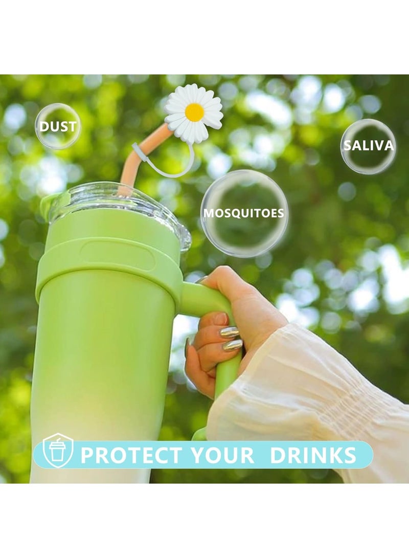 SOLARAE Straw Covers Cap Toppers, 10 Pcs Straw Cover for Stanley Cup, Silicone Straw Covers Cap Reusable Drinking Straw Topper Compatible, for Stanley Cups Accessories, 0.4in - Image 2