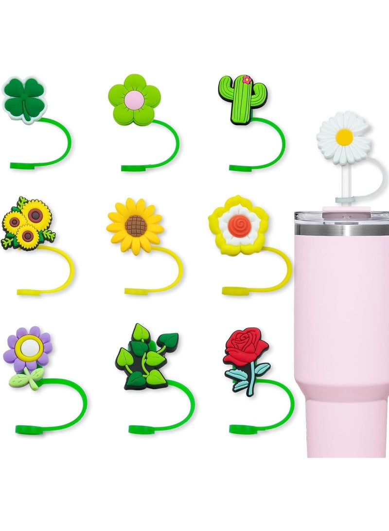 SOLARAE Straw Covers Cap Toppers, 10 Pcs Straw Cover for Stanley Cup, Silicone Straw Covers Cap Reusable Drinking Straw Topper Compatible, for Stanley Cups Accessories, 0.4in - Image 1