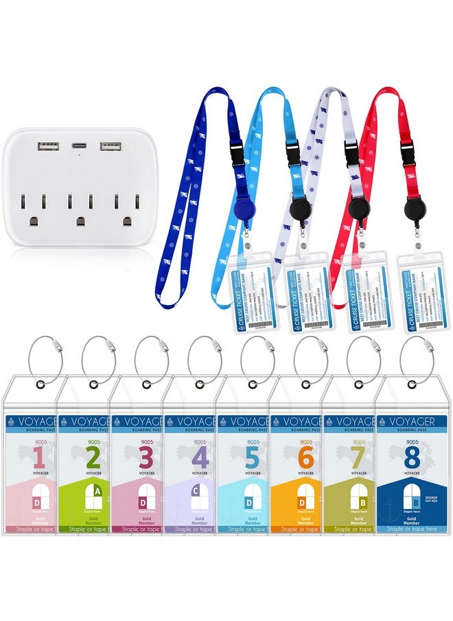 Saintrygo 13 Pcs Carnival Cruise Essentials 2024 Cruise Accessories Include 4 Cruise Lanyards For Ship Cards With Id Badge Holders 8 Pcs Cruise Luggage Tags 1 Cruise Power Strip(Colorful 3 3Prong Plug)  - Image 1