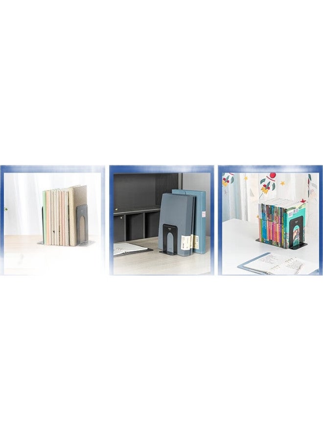 Deli 6-Inch (15Cm High) Metal Desktop Bookend Organizer Shelf, Office Bookend 2 Pieces, Office And Study Supplies, Black - Image 2