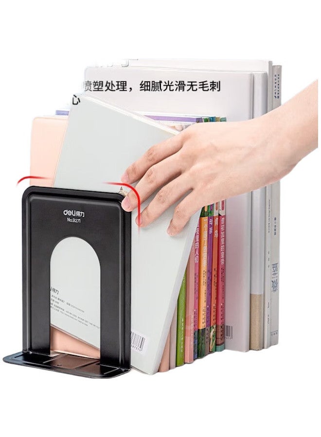 Deli 6-Inch (15Cm High) Metal Desktop Bookend Organizer Shelf, Office Bookend 2 Pieces, Office And Study Supplies, Black - Image 3