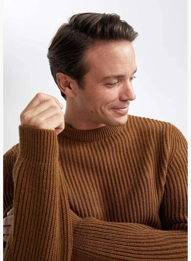 DeFacto Man Slim Fit Crew Neck Long Sleeve Tricot Pullover