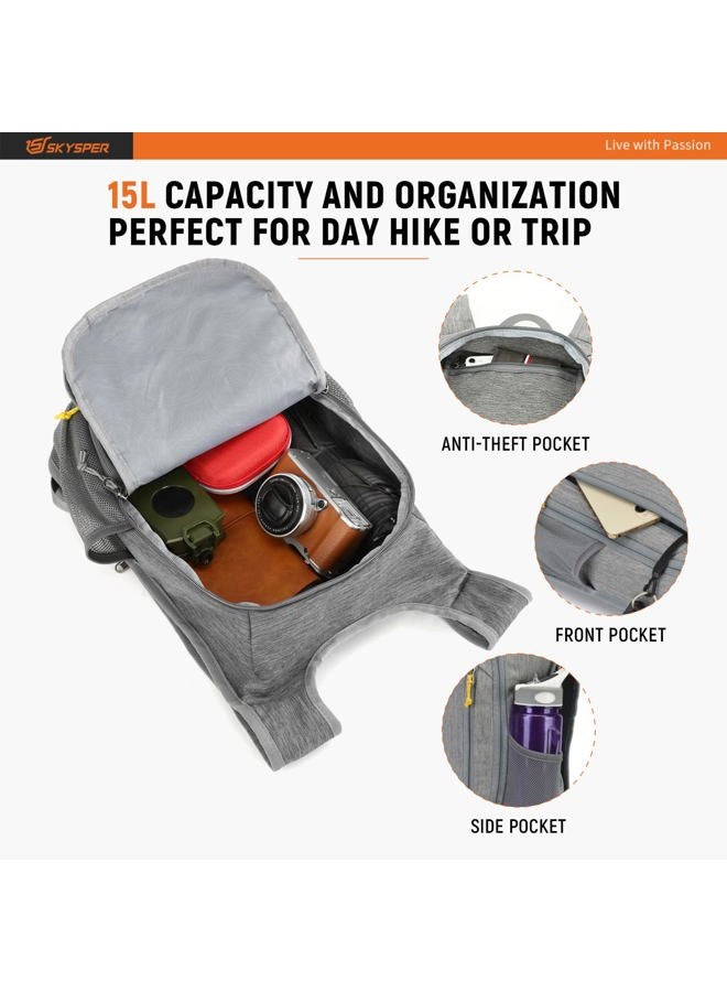 SKYSPER Foldable Backpack, 15 L, Ultralight Hiking Backpack, Small Backpack, Travel Backpack for Hiking, Travel, Cycling - Image 3
